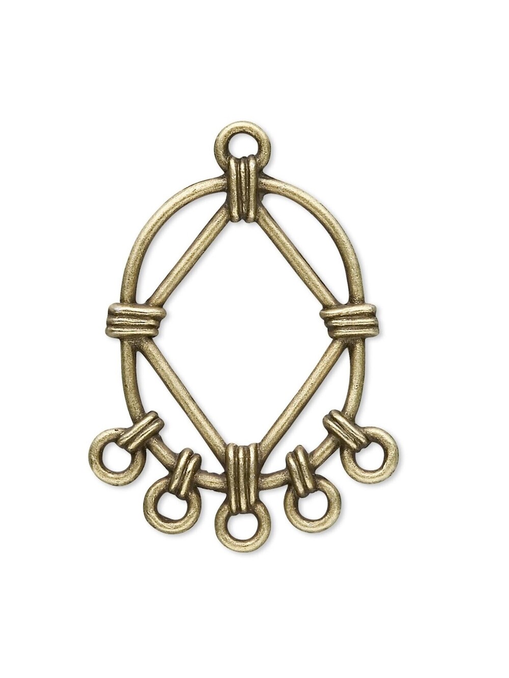 Antiqued Brass Oval Rope 30x23mm Pendants Chandelier Earring Findings 10 pcs